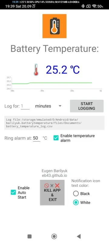 BatteryTemperatureDisplay screenshot 1