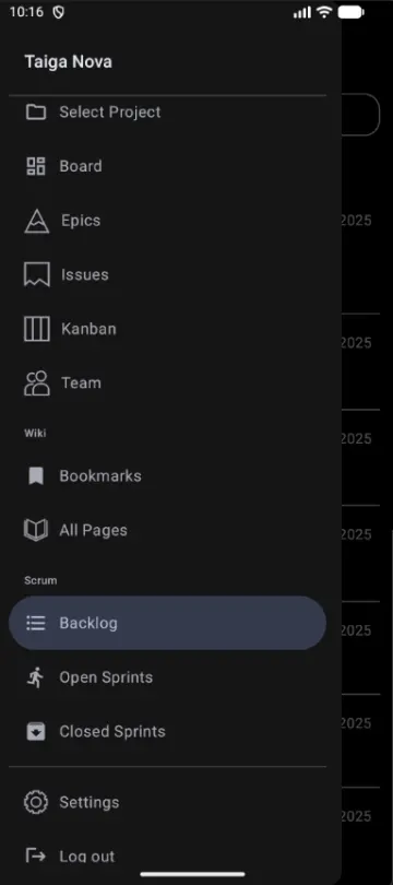 Taiga Mobile Nova screenshot 3