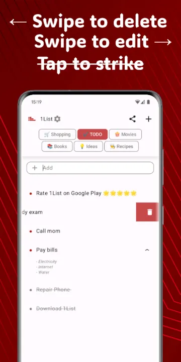 1List - Simple Lists for TODO, Shopping, Movies... screenshot 3