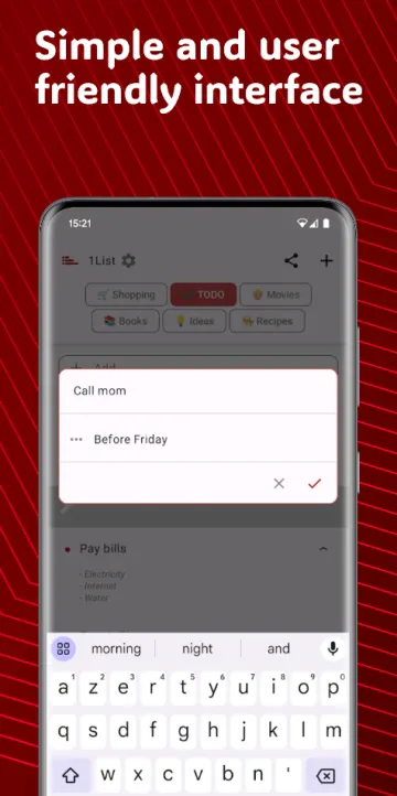 1List - Simple Lists for TODO, Shopping, Movies... screenshot 4
