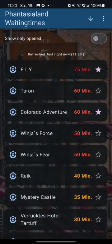 تطبيق Phantasialand Wait Times screenshot 1