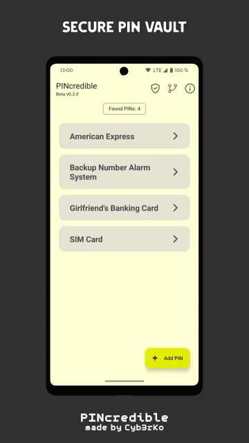 PINcredible - Secure PIN vault screenshot 1