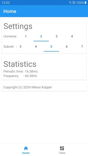 ArtNet Receiver screenshot 1