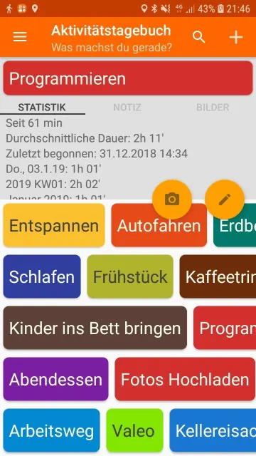 Activity Diary screenshot 1