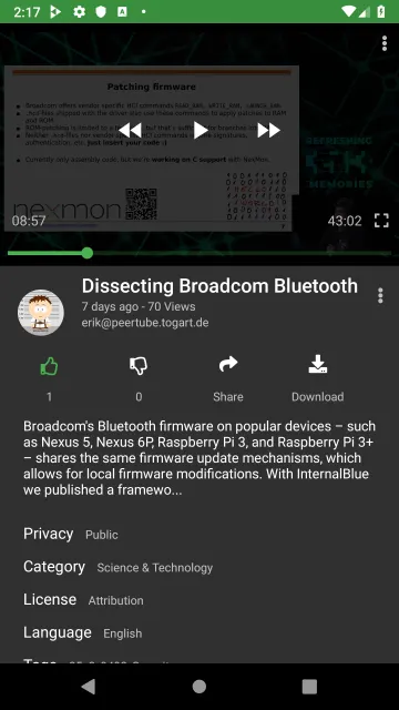 Thorium a PeerTube client screenshot 3