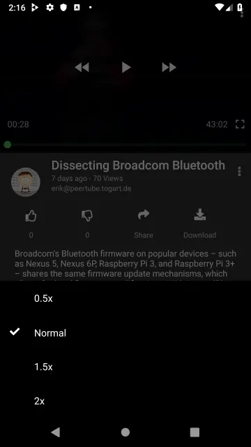 Thorium a PeerTube client screenshot 4