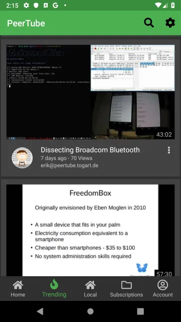 Thorium a PeerTube client screenshot 6