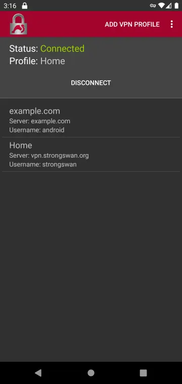 strongSwan VPN Client screenshot 2