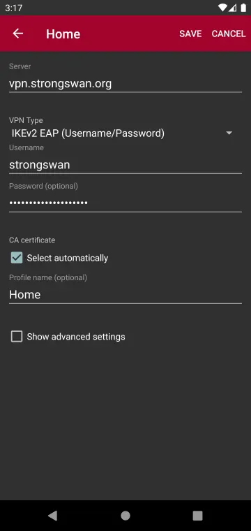 strongSwan VPN Client screenshot 3