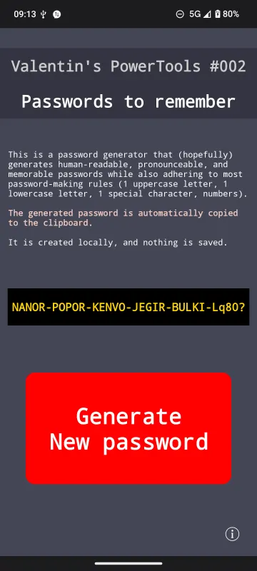 Valentin's PowerTools #002 - Passwords to remember screenshot 1